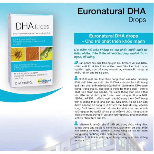 Dha Drop Euronatural Cho Tre So Sinh Nho Giot 20ml